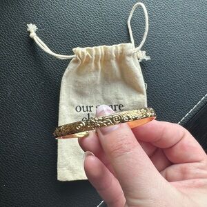 Our Spare Change Floral Cuff Gold Bangle Bracelet